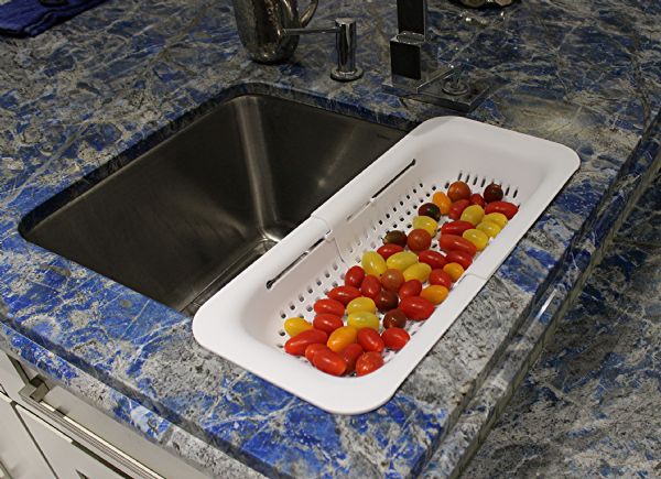 Wholesale Over The Sink Extendable Colander Collapsible Plastic Fruit Vegetable Pasta Spaghetti Strainer Drainer Multi Purpose Basket For Kitchen Bpa Free Food Grade White