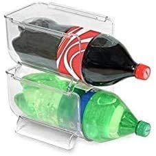 Stackabale Fridge & Freezer Safe Soda Bottle Holder Space Saver Pantry, Countertops And Cabinets - Holds 2-Liter Bottles