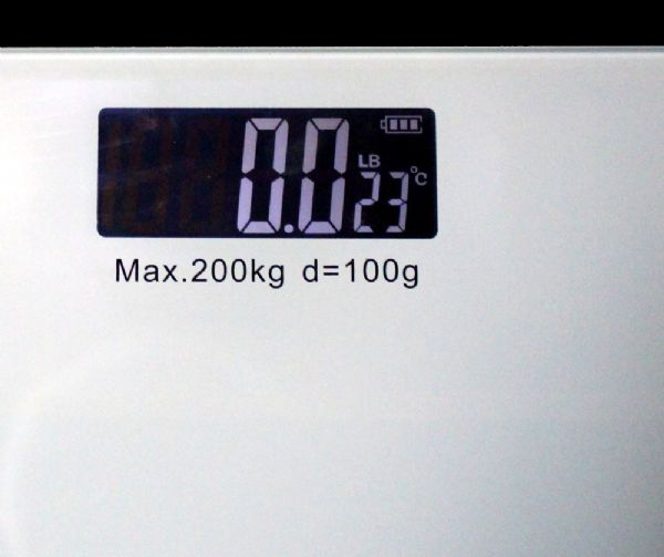 440 Lb Digital Bathroom Scale SteP-On Technology, Lcd Display, Tempered Glass, Pounds/kilograms