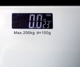 440 Lb Digital Bathroom Scale SteP-On Technology, Lcd Display, Tempered Glass, Pounds/kilograms