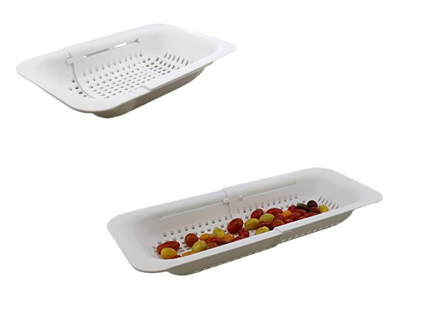 Wholesale Over The Sink Extendable Colander Collapsible Plastic Fruit Vegetable Pasta Spaghetti Strainer Drainer Multi Purpose Basket For Kitchen Bpa Free Food Grade White