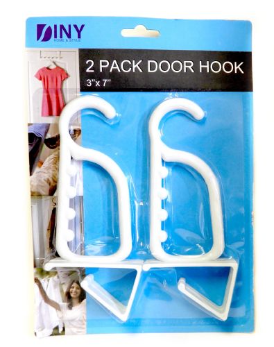 2-Pack Over The Door Hanger Hook Set Plastic White