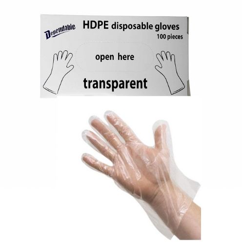 Wholesale 100 Piece Transparent HDPE Disposable Gloves