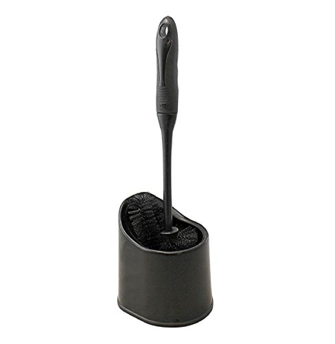 Wholesale Comfort Rubber Ergonomic Grip Black Toilet Bowl Brush Under Rim Lip Brush And Storage Caddy For Bathroom