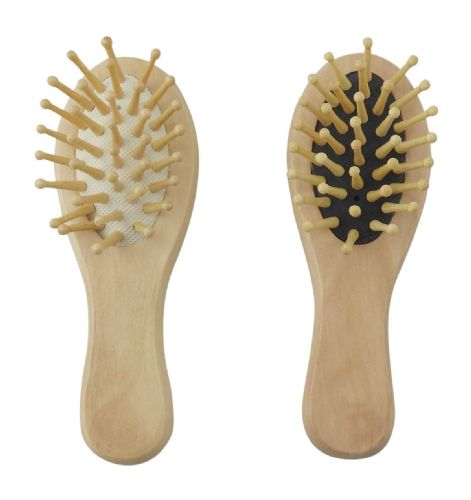 Wholesale 2 Pack Mini Travel Size Wooden Bamboo Cushioned Detangle Brush