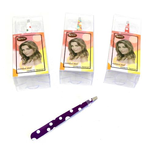 Wholesale Printed Stainless Steel Eyebrow Slanted Tweezer