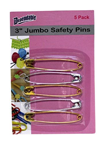 Wholesale 3 Inch Jumbo Safety Pins 5 Pack