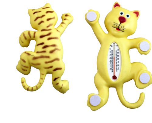 Wholesale Smiling Cat Shape Outdoor Window Thermometer Self Adhesive Legs 6.75 Inch