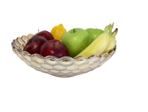 Wholesale Decorative Amber Dot Glass Fruit Bowl Centerpiece Home Decor