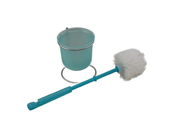 Compact Metal And Plastic Toilet Brush Set Sky Blue