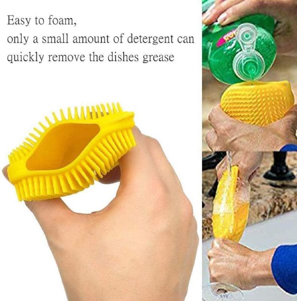 2 Pack 3-IN-1 Silicone Sponge Reusable Durable Long Lasting Scrubber Scraper