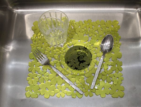 Floral Pvc Sink Mat Protector Scratch Free For Stainles Steel And Porcelain Sinks Table Mat Can Be Cut To Fit Size 11.5" X 10.5" Yellow