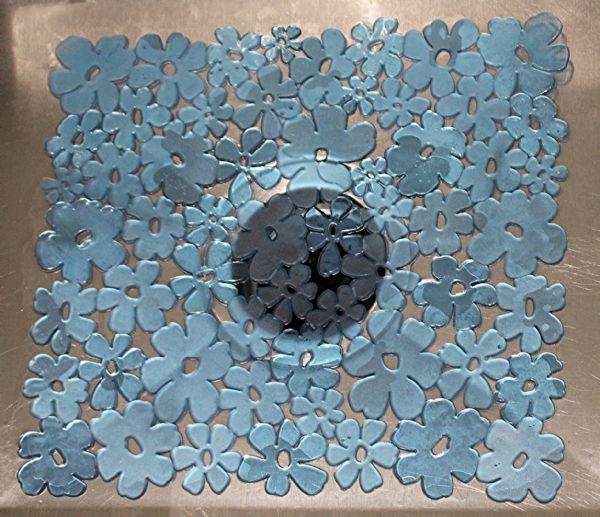 Floral Pvc Sink Mat Protector Scratch Free For Stainles Steel And Porcelain Sinks Table Mat Can Be Cut To Fit Size 11.5" X 10.5" Blue