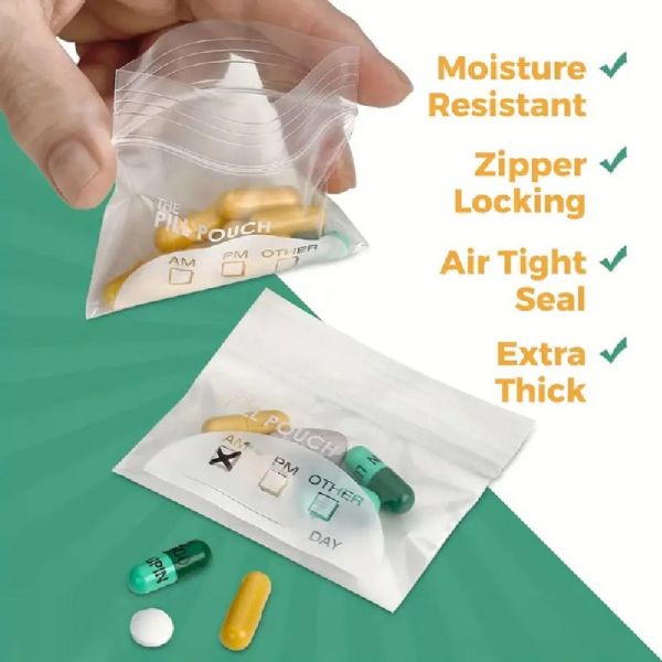 Wholesale 100 Resealable Zipper Locking Pill Pouches -Clear Reusable WritE-On Labels For Vitamins And Medications