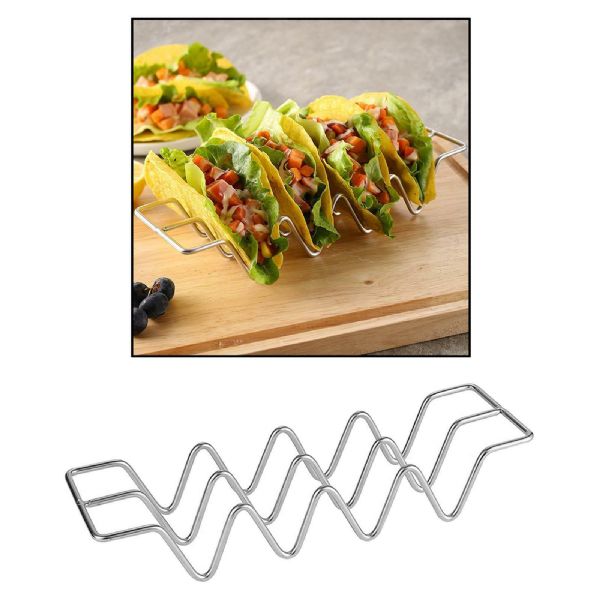 3-Piece Stainless Steel Taco Holder Stand Set Oven & Grill Safe Trays, Dishwasher Safe