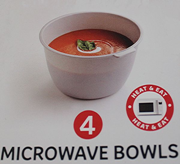 Set Of 4 Microwave Bowls Heat And Eat 26 Oz Dishwasher Safe BpA-Free Plastic For Serving Soup Pasta Noodles Oatmeal Cereal