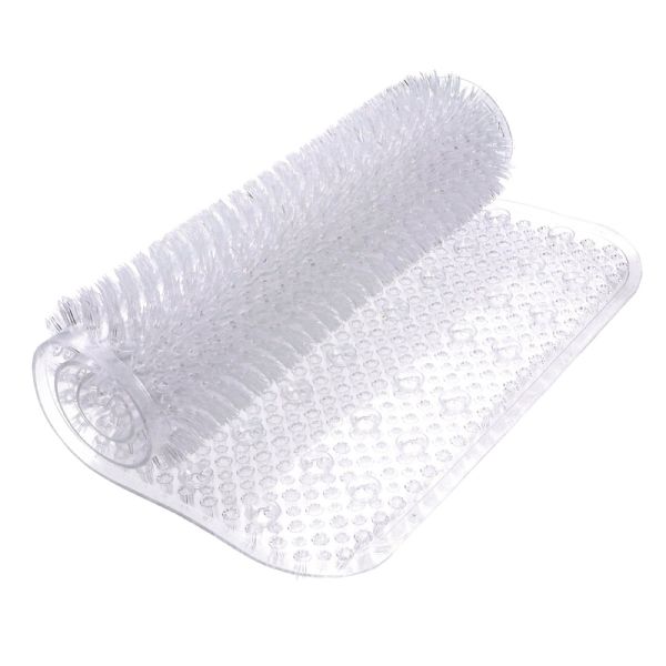 Velvet Grass Bathmat Textured Spa Quality Foot Scrubber Bathroom Tub & Bath Mat AntI-Slip 24.5" X 13.5" Clear