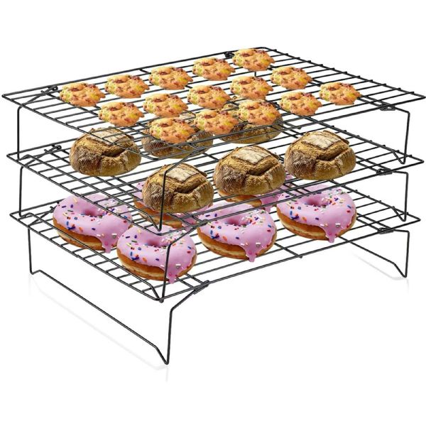 3-Tier Stackable Metal Cooling Rack - NoN-Stick & BpA-Free - HeaT-Resistant