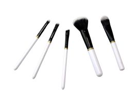 Wholesale Closeout Five Piece Cosmetic Makeup Brush Set Embellished With Gold Metal Detailing