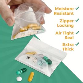 Wholesale 100 Resealable Zipper Locking Pill Pouches -Clear Reusable WritE-On Labels For Vitamins And Medications