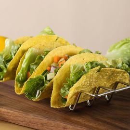 3-Piece Stainless Steel Taco Holder Stand Set Oven & Grill Safe Trays, Dishwasher Safe