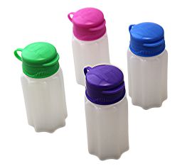 Set Of 4 Mini Salt And Pepper Shakers, 1oz BpA-Free Plastic With Snap Top Lids, Assorted Colors