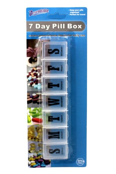 Wholesale 7 Day Pill Box Medicine Organizer Daily Weekly Medication Holder Clear 6 Inch Travel And Home Size Bpa Free Snap Lids