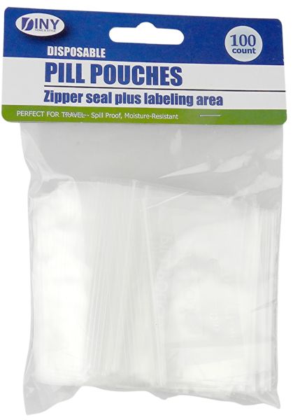 Wholesale 100 Resealable Zipper Locking Pill Pouches -Clear Reusable WritE-On Labels For Vitamins And Medications