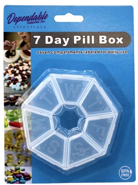 Wholesale Round 7 Day Pill Box Medicine Organizer Daily Weekly Medication Holder Travel And Home Clear Bpa Free Plastic 3 Inch