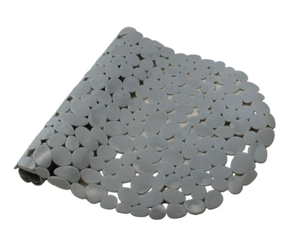 Nonslip Pvc Pebble Style Bathmat Shower Bathtub With Suction Cups 27" X 15" Textured For Secure Footing Oval Gray