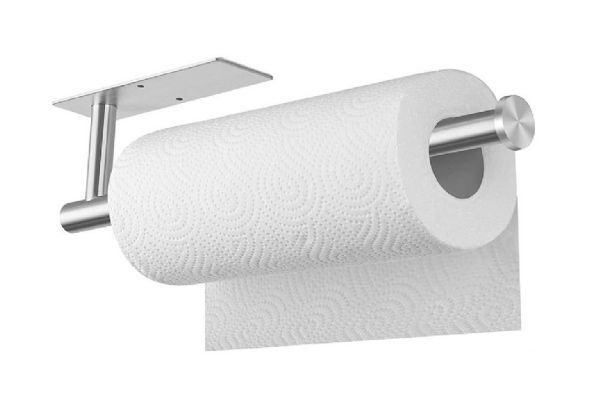 Wall Mount Multi Use Paper Towel Holder Under Cabinet Kitchen Bathroom Work Self Adhesive Or Screw In (silver)