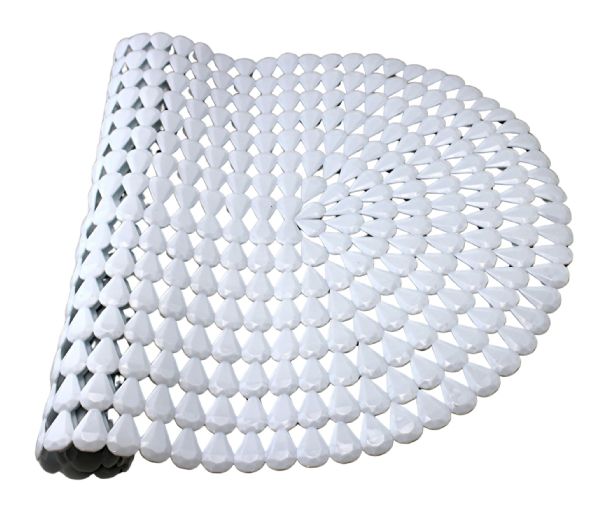 Luxury Oval Bath And Shower Mat With Pear Shape Diamond Design, 27" X 15" - Elegant White, AntI-Slip Pvc