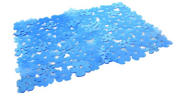 Floral Pvc Sink Mat Protector Scratch Free For Stainles Steel And Porcelain Sinks Can Be Cut To Fit 15.25" X 11.5 Blue