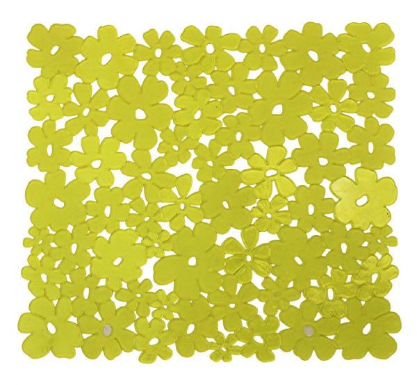 Floral Pvc Sink Mat Protector Scratch Free For Stainles Steel And Porcelain Sinks Table Mat Can Be Cut To Fit Size 11.5" X 10.5" Yellow