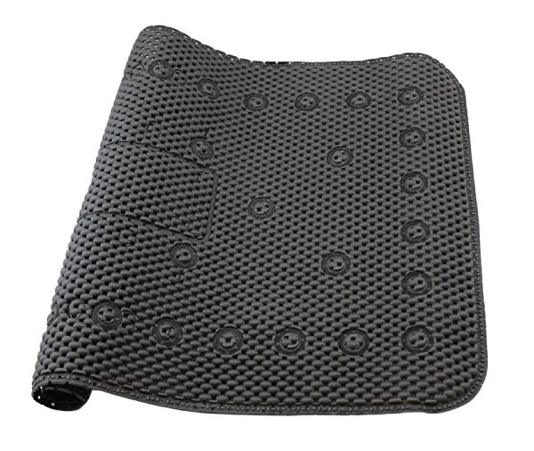 Bath And Shower Soft Waffle Cushioned Texture Non Slip Bathmat 27.5" X 16" With Suction Cups Black