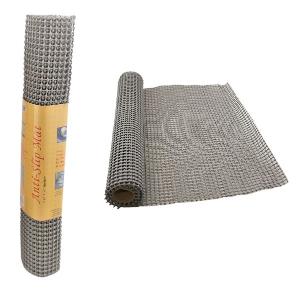 Large Size AntI-Slip Grip Liner Mat Non Skid - Shelf And Drawer Liner 18" X 47" - Trim To Fit Gray