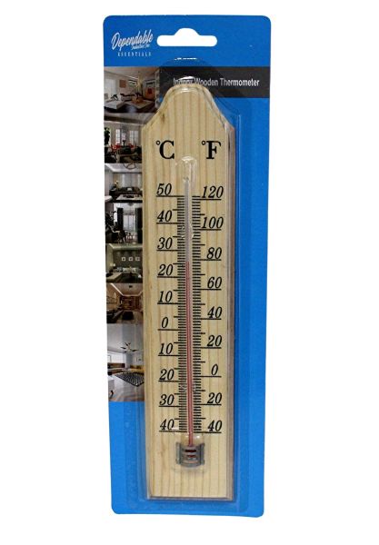 Classic Design Wood Indoor Wall Thermometer With Double Scales Fahrenheit And Celsius