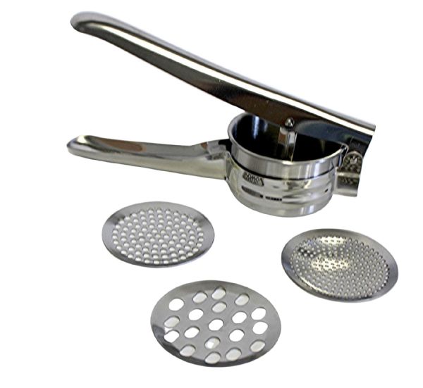 Stainless Steel Potato Ricer Manual Masher For Potatoes, Fruits, Vegetables, Yams, Squash, Baby Food 3 Interchangeable Discs