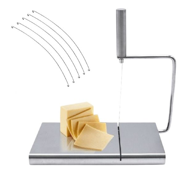 Stainless Steel Cheese Slicer Board Multifunctional Butter Cutter Meats Loaf Bread With 5 Replacement Wires