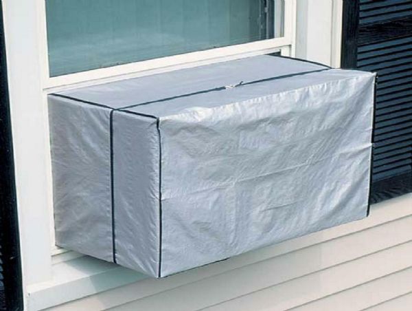 Vinyl Outside Window Unit Ac Air Conditioner Cover With Straps Keep Dirt And Dust Out In The Off Season (silver - 25.5" X 17" X 20.5")