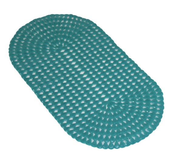 Oval Bath And Shower Mat With Pear Shape Diamond Design, 27" X 15" - AntI-Slip Pvc Turquiose