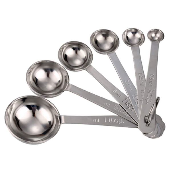 Stainless Steel 18/8 Metal Measuring Spoons Set For Dry Or Liquid Ingredients Commercial Grade