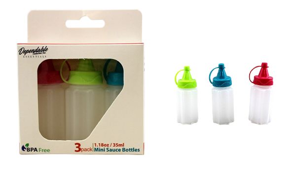 Mini Condiment Set Of 3 Ketchup Mustard Mayo Squeeze Bottles Travel Bbq School Picnic Bpa Free