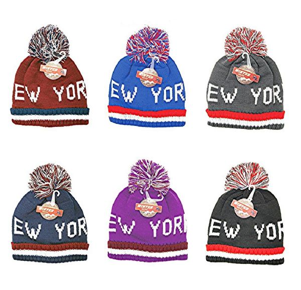 New York Winter Beanie Hat With Pompom Unisex