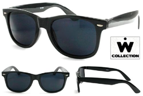 Wholesale Sunglasses Black Shiny W2 Plastic frame sunglasses Wayfarer Style