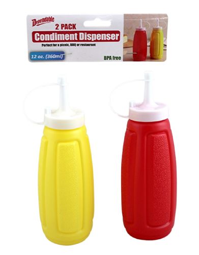 Wholesale 2 Piece Plastic Squeeze Mustard Ketchup Salad Dressing Condiment Set 12 Ounce Bpa Free