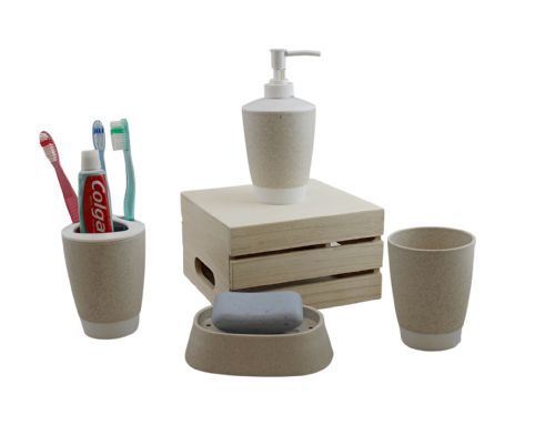 Wholesale 4 Piece Bath Accessory Set Sand Beige