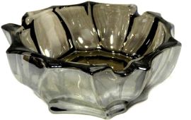 Wholesale Large Deep Crystal Glass Ashtray 5.75 Inch Round Smoked Black