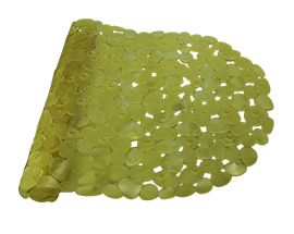 Nonslip Pvc Pebble Style Bathmat Shower Bathtub With Suction Cups 27" X 15" Textured For Secure Footing Oval Yellow