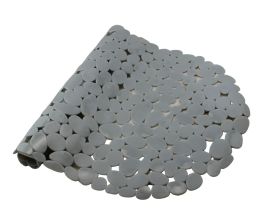 Nonslip Pvc Pebble Style Bathmat Shower Bathtub With Suction Cups 27" X 15" Textured For Secure Footing Oval Gray